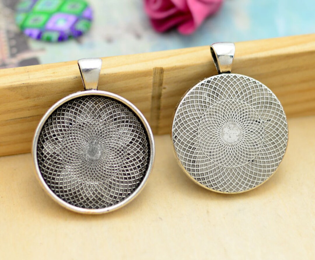 Easnea 10 Pezzi 20mm Vintage Argento Rotondo Cammeo Cabochon Ciondoli Impostazione Vuoti Vassoio - Foto 7