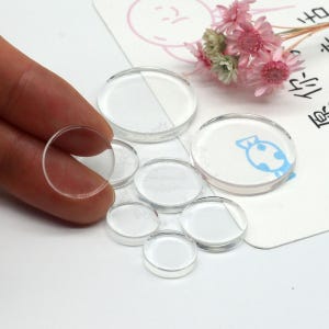 Flat Clear Glass Tile, Round Transparent Glass Cabochons, Clear Glass Covers for Blank Pendant Trays, Bezels & Findings, 12 Size available image 2