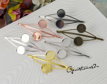 20pcs Hair Clips with 12mm Bezel, Cabochon Base Blank Hairpin, Hair Clips, Blank Bobby Pins Tray, Hair Accessories, Headband Findings 07911