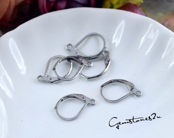 50pcs Stainless Steel Earring Wires,Ear Wire Earring Hooks,Hypoallergenic Spring Earring Finding,Surgical Stainless Steel Leverback Ear Wire