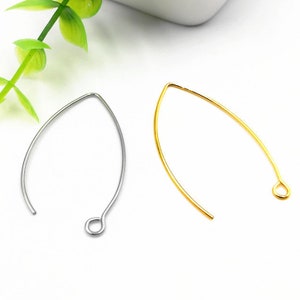 50pcs 2 Size Stainless Steel Ear Wire Earring Hooks,Wholesale Earrings Hypo-Allergenic Earrings,Ear Wires DIY Jewelry Finding Supplies BU526