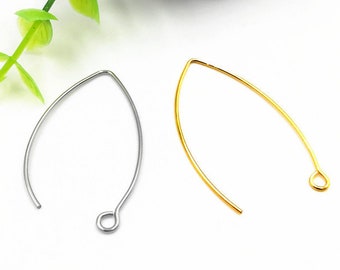 50pcs 2 Size Stainless Steel Ear Wire Earring Hooks,Wholesale Earrings Hypo-Allergenic Earrings,Ear Wires DIY Jewelry Finding Supplies BU526