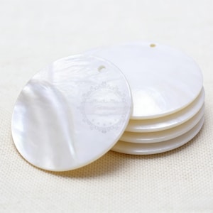 10pcs 8-70mm Single Hole Mother Of Pearl Round Pendant, Natural White Mother Of  Pearl Beads, Shell Pendant, White Shell Beads DIY