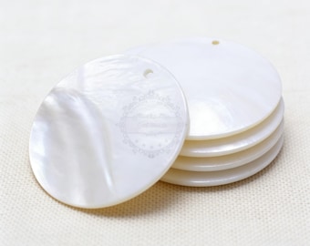 Natural Mother of Pearl Disc: 60mm Round Shell for Jewelry Making
