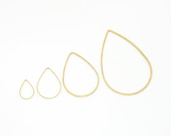 100 piezas de pendientes de latón, fornituras para pendientes, conectores para pendientes, colgantes para pendientes, suministros para joyería, joyería de latón, pendientes con forma de lágrima, B02