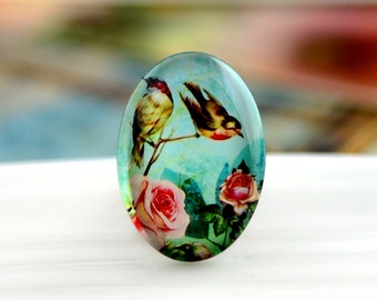 8pcs (10x14mm\13x18mm) 4pcs (18x25mm) 2pcs (20x30mm\30x40mm) Handmade Photo Glass Cabs Cabochons--bird