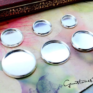20pcs Bright Silver 10mm / 12mm / 14mm / 16mm / 18mm / 20mm / Brass Cameo Base Setting Pendant