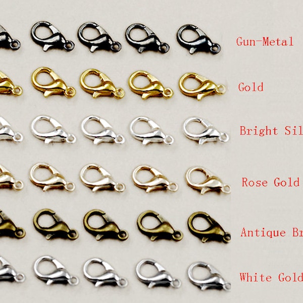 Qualitativ hochwertige 100pcs Karabiner, Claps, antike Bronze, Bright Silver, Weißgold, Gold, Rose Gold, Gun-Metal