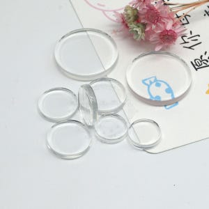 Flat Clear Glass Tile, Round Transparent Glass Cabochons, Clear Glass Covers for Blank Pendant Trays, Bezels & Findings, 12 Size available image 4