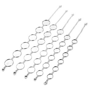 5pcs 316 Stainless Steel Bracelet Base, Stainless Steel Trays Bracelet, Stainless Steel Bracelet Blanks,14/16/18/20mm Sizes for choose BU775