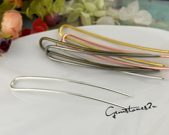 10pcs 100x3mm U Shaped Hair Pin, Brass Hair Fork, Gold Chignon