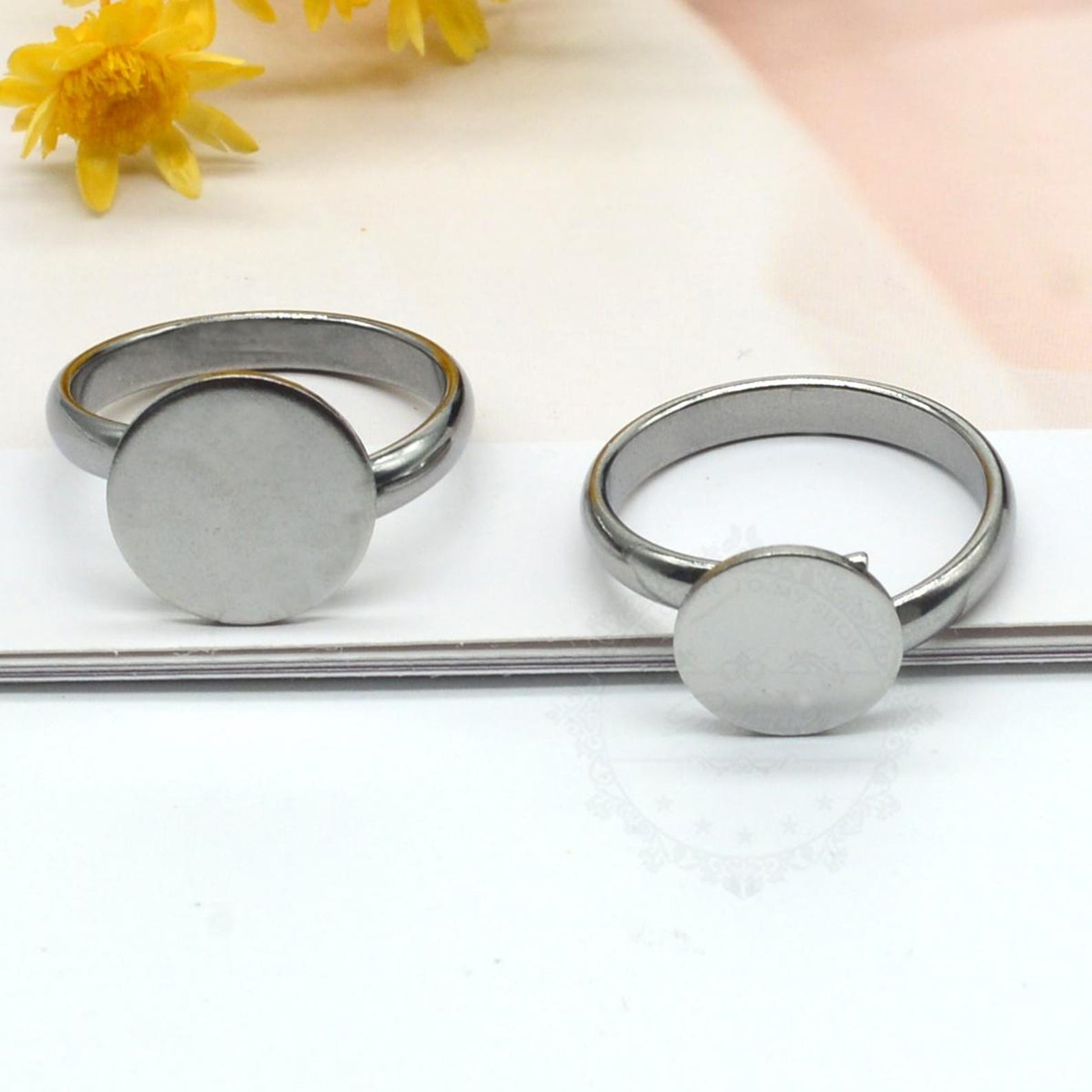 Pad Ring Base 20pcs Stainless Steel 8mm~~14mm Round Pad Ring Blank Bases, Stainless ...