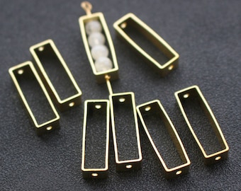 20pcs 22x7.5mm Raw Brass Rectangle Frame - Brass Rectangle Link Spacer  -Rectangle Bead Frames -Geometric Findings - Jewelry Supplies ,94