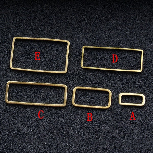 50pcs  Raw Brass Hollow Rectangle Pendants Charms,Raw Brass Rectangle  Findings, Brass Wire Frame, Geometric Findings, Jewelry Supplies, 138