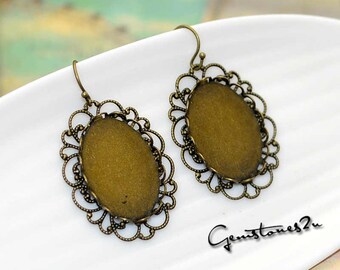 10pcs Antique Bronze Brass French Earwires Hook With 18x25mm Oval Pad, Oval French Earrings, Blank Earwires Findings, Handmade Earring Base
