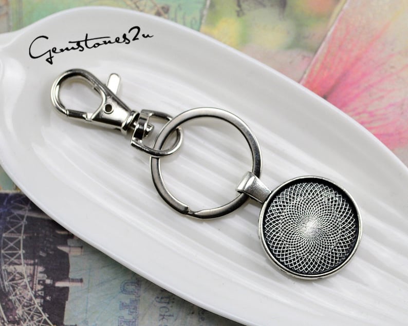 10 set fotonyckelringar DIY-kit - tom rund 1 tum (20 mm-38 mm) bezel-infattning - Basinfattning, Basnyckelring, Nyckelringar bild 3