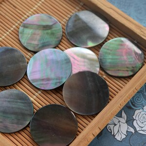 10 pezzi 10-60 mm Nessun foro Madreperla Ciondolo rotondo, Perline di madreperla nera naturale, Ciondolo conchiglia, Perline di conchiglia nera fai da te, Creazione di gioielli