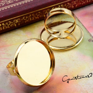 5pcs Brass Gold Adjustable Ring Blank with 20mm / 25mm Round Base SettingHigh-quality gold image 3