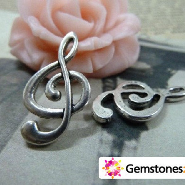 30pcs 12x23mm Antique Silver musical notation charm