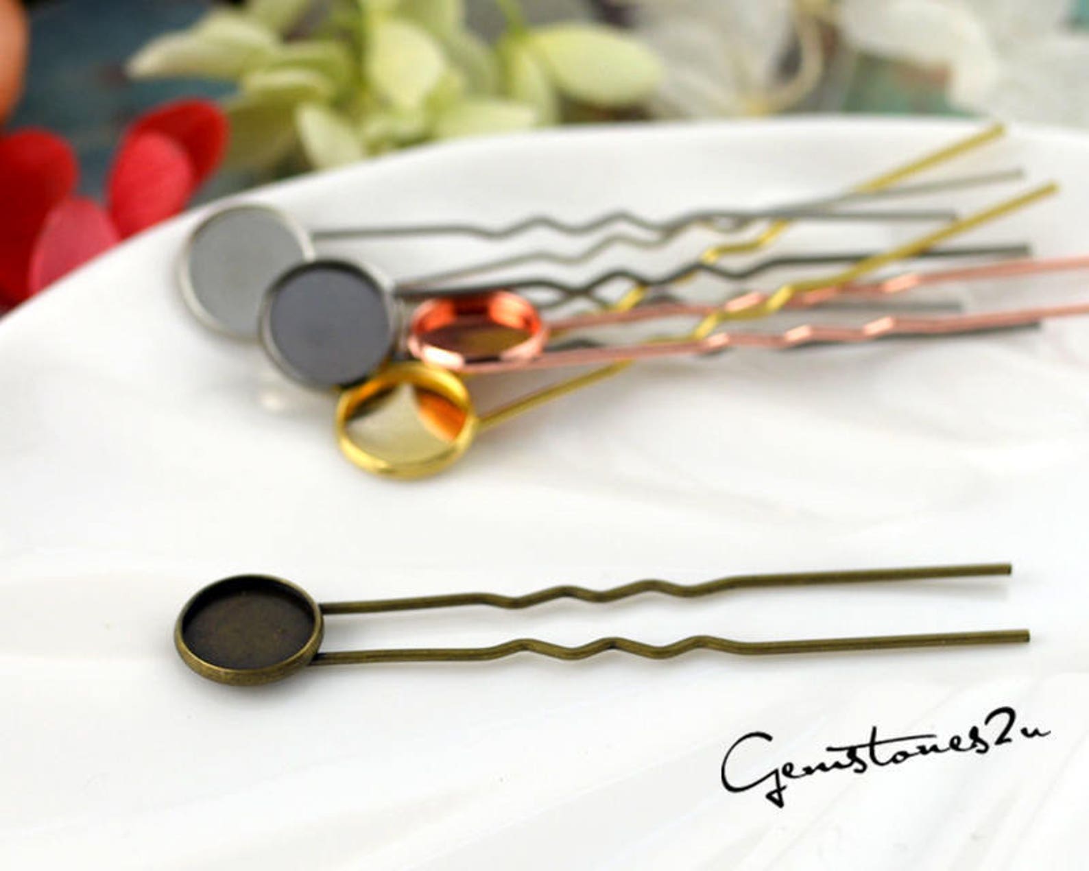 20pcs Brass Cameo Setting Hair Pins Wedding Hair Pins Prom Etsy