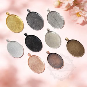 10 st 10 färger 30 x 40 mm ovala bezel-kopp-cabochonfästen, hänge i zinklegering, leverantörer av smyckesämnen, xy1