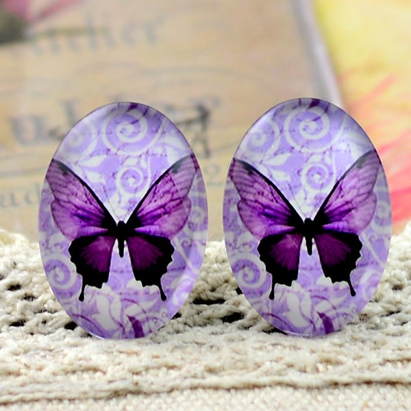 8pcs (10x14mm\13x18mm) 4pcs (18x25mm) 2pcs (20x30mm\30x40mm) Handmade Photo Glass Cabs Cabochons---Beautiful Butterfly