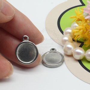 20pcs 11.5mm/ 15mm Stainless Steel Bezel Blanks, Bezel Tray Setting, Double Side Cameo Cabochon Base Settings Collection (double side) BU300