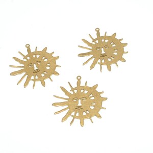Brass earrings, Earring Findings, Earring connector, Earring pendant, Jewelry Supplies, Brass jewelry, Sun and Moon shape earrings, S267