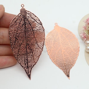 Filigree Findings - 20pcs 78x38mm Filigree Leaf Pendant, Filigree Leaf Charm, Wedding Jewelry, Hollow Leaf, Filigree Jewelry Supply, 08683