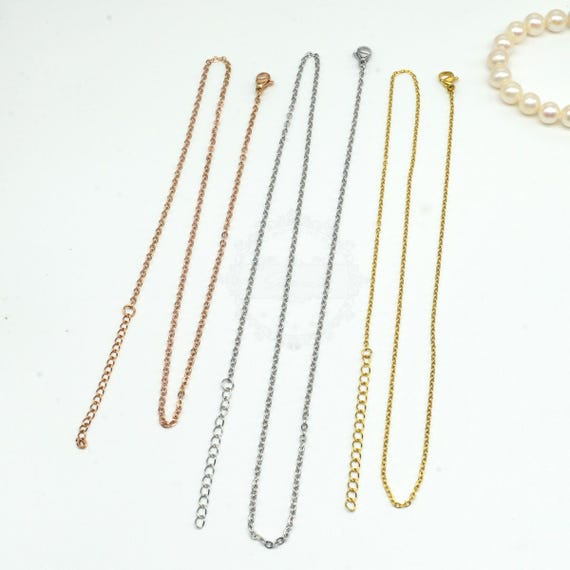 5pcs Stainless Steel Cable Chains Necklace, Bulk Chain