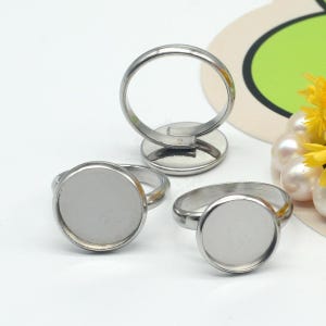 20 anillos de acero inoxidable, bases para anillos, anillos de acero inoxidable para mujer, anillos con cabujón hipoalergénico