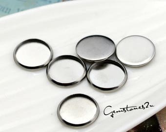 50pcs Stainless Steel Bezel Blanks, Bezel Tray Setting, Round Cab Setting, Bezel Cups, Blank Bezels, Cabochon Setting Wholesale -- 9 Sizes