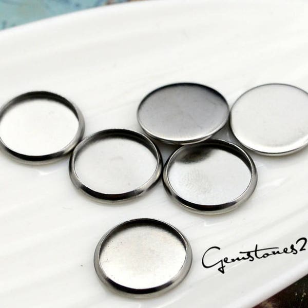 50pcs Stainless Steel Bezel Blanks, Bezel Tray Setting, Round Cab Setting, Bezel Cups, Blank Bezels, Cabochon Setting Wholesale -- 9 Sizes