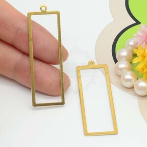 46x15mm Single hole Raw Brass Hollow Rectangle Pendant Charms,Brass Base/ Pendant/Charm/Earring Link,Geometric Stamping,Jewelry Supplies,238