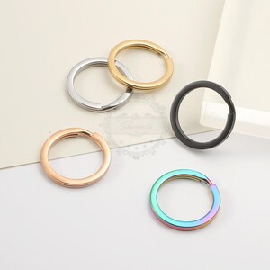 10Pcs 25mm, 30mm Key Ring Rainbow Color Stainless Steel Mirror Polished Key Holder Split Ring DIY Keyrings Key Chain, PZ8