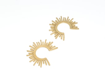 10pcs 30x34mmBrass earrings, Earring Findings, Earring connector, Earring pendant, Jewelry Supplies, Brass jewelry, Fan shape earrings, S302