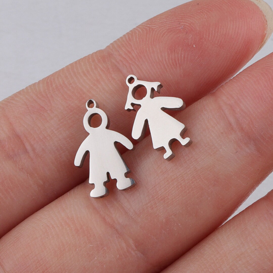 10pcs 13.8x8.5mm Stainless Steel Boy / Girl Charms Pendant, Jewelry