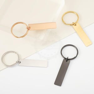 5pcs Blank 3D bar keychain, 3D bar keyring supplies, stainless steel blanks, Hand stamping bar keychain, Mirror Polished DIY Engraving, J555