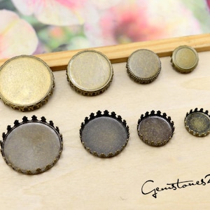 20pcs Antique Bronze 12mm / 15mm / 20mm / 25mm Brass Cameo Base Setting Pendant