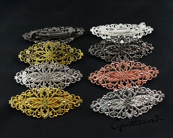 5pcs 35x80mm Filigree Hair Barrette Base Setting Brass Hair - Etsy