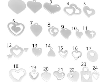 50pcs Stainless steel heart tag-bracelet and necklace tail tag-LOGO peach heart pendant-diy accessories - Jewelry Findings BU759