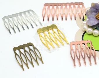 20pcs 5 Comb/8 Comb/10 Comb Hair Comb Base Setting, Brass Blank Hair Barrette, Blank Hair Clip For Hair Accessories-5 Colors available 08003