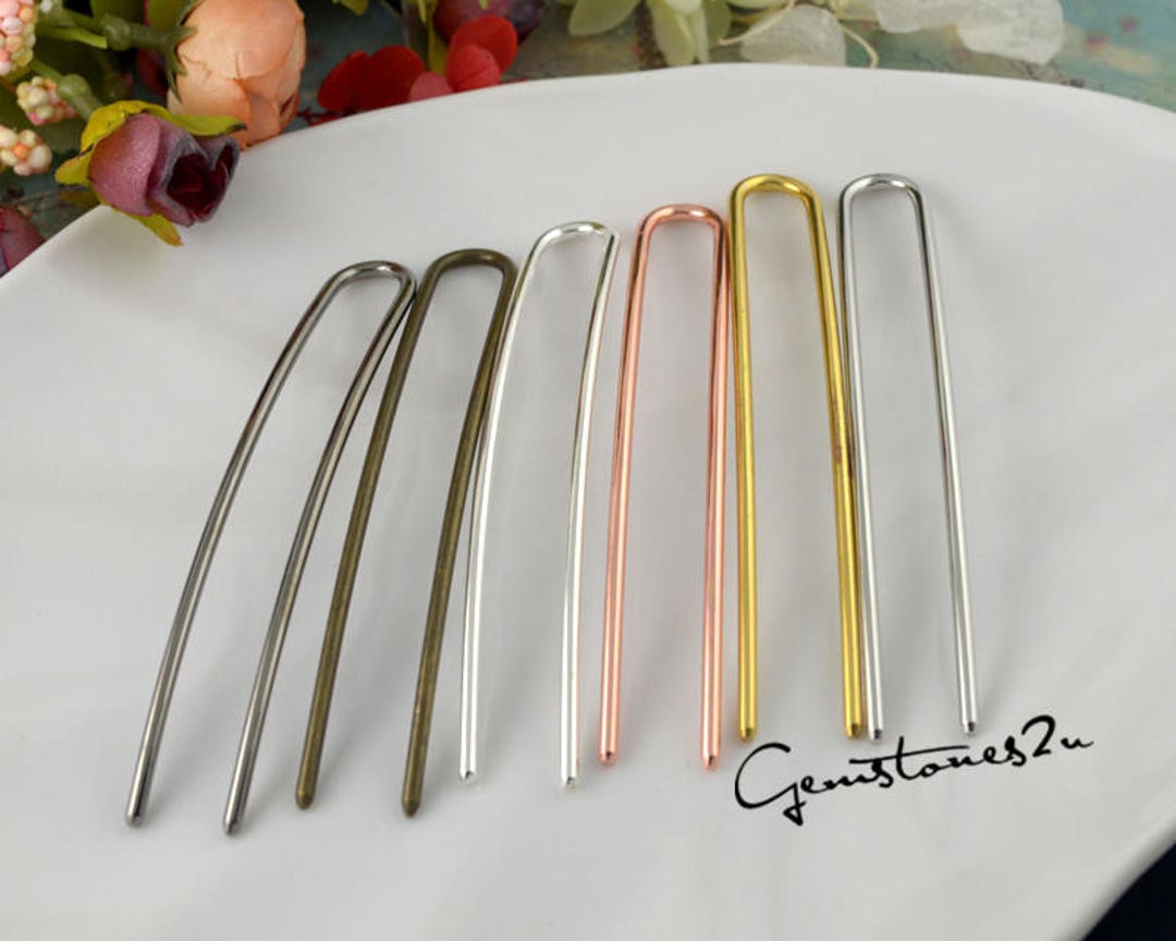 10pcs 100x3mm U Shaped Hair Pin, Brass Hair Fork, Gold