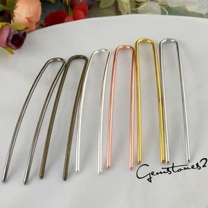10個 100 x 3 mm U字型ヘアピン、真鍮ヘアフォーク、ゴールドシニョンヘアバンホルダー、ロングヘア用ヘアスライド、女性ギフト、ヘアアクセサリー 8396