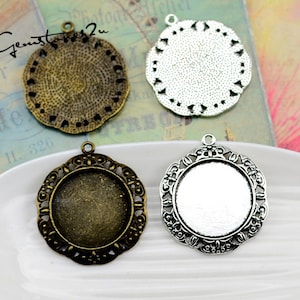 Cameo Setting 10pcs 25mm Antique Bronze Cabochons Settings Cameo Base Pendant / Round Cabochon Pendant Base