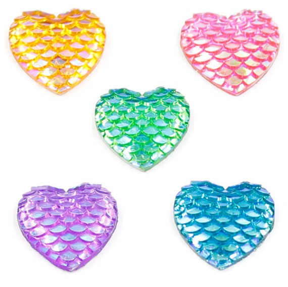 Assorted Size Glass Dragon Mermaid Scale Cabochon Flatback DIY Accessories 20pcs
