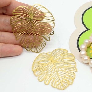 50x44mm Raw Brass Hollow leaves Pendant Charms, Tree Leaf Pendants, Brass Base/Earrings/Pendant/Geometric/Computer Film,Jewelry Supplies,294
