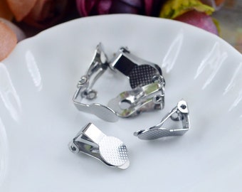 20pcs 10mm Stainless Steel Clip On Earring with Glue Pad non Pierced Ear Hook Blank Silver Tone Earwire Earcuff Wire Cuff Finding, BU256