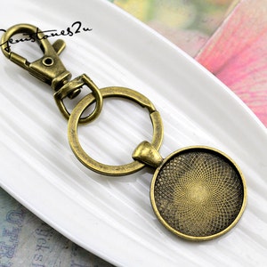 10 set fotonyckelringar DIY-kit - tom rund 1 tum (20 mm-38 mm) bezel-infattning - Basinfattning, Basnyckelring, Nyckelringar bild 2