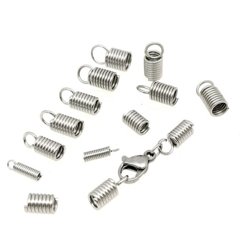 100pcs Stainless Steel Cord Ends Stainless Steel Spring Coil Etsy